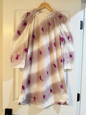 Sea New York Purple and Beige Tie-Dye Smocked Neck Dress